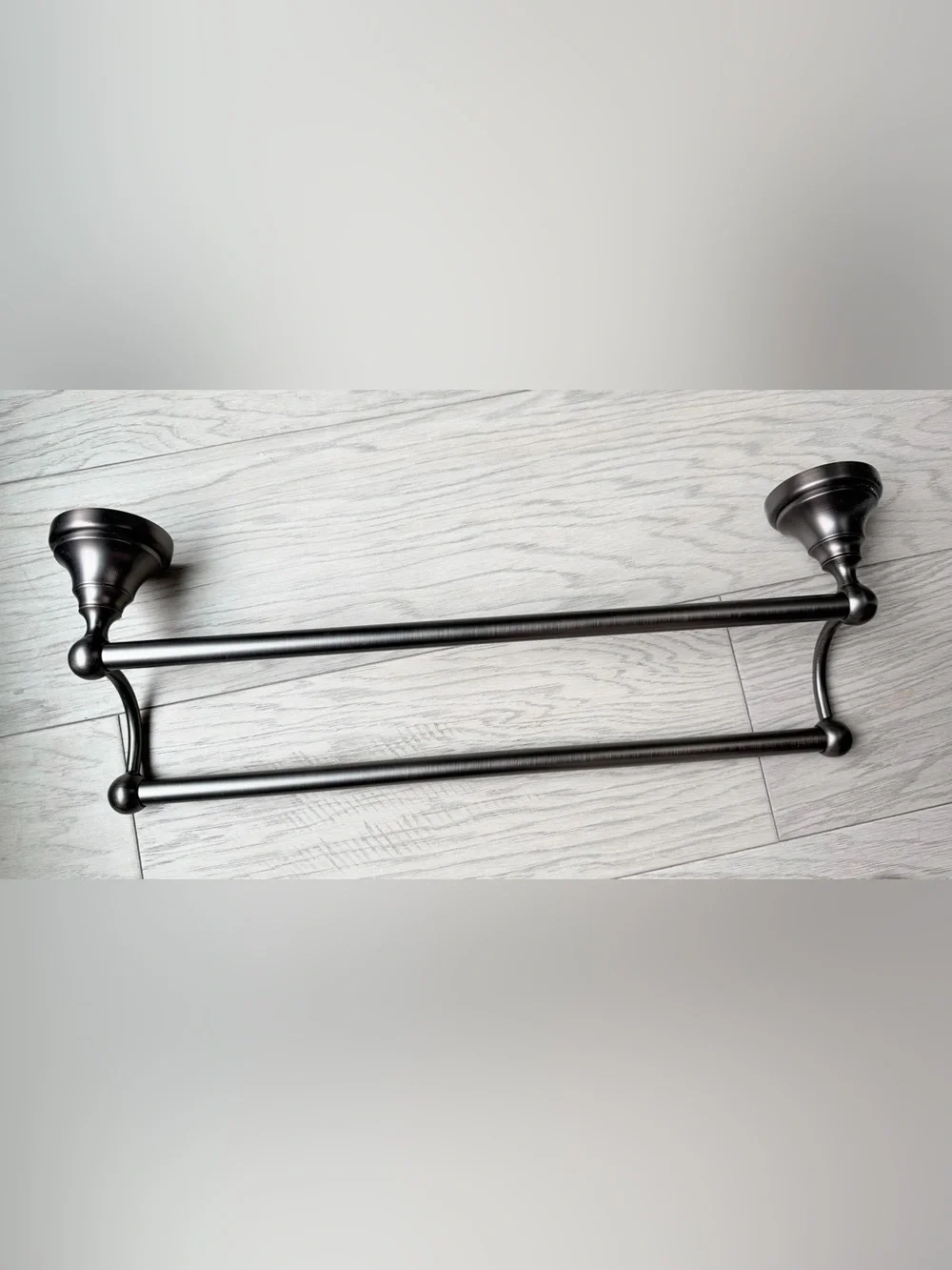 Oil-Rubbed Bronze Double Towel Bar 18” in Solid Brass by Maykke.